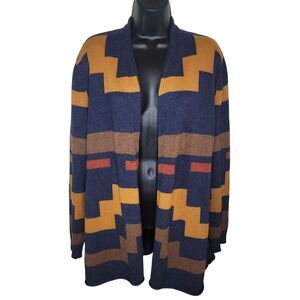 Pendleton Cardigan Imnaha Southwestern Print Wool Blend Sweater Size Petite Lrg